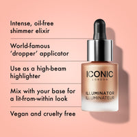 Thumbnail for ICONIC LONDON Illuminator | Liquid Highlighting Drops for a Radiant Glow, Cruelty-Free, Vegan Makeup, Original (Champagne Shimmer) 0.45 Fl oz
