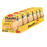 Thumbnail for INABA Dashi Delights for Cats, Shredded Chicken Side Dish with Bonito Flake Broth, Cat Food Complement with Taurine & Green Tea Extract, 2.5 Ounce Cup, 6 Cups Total, Chicken with Cheese Recipe