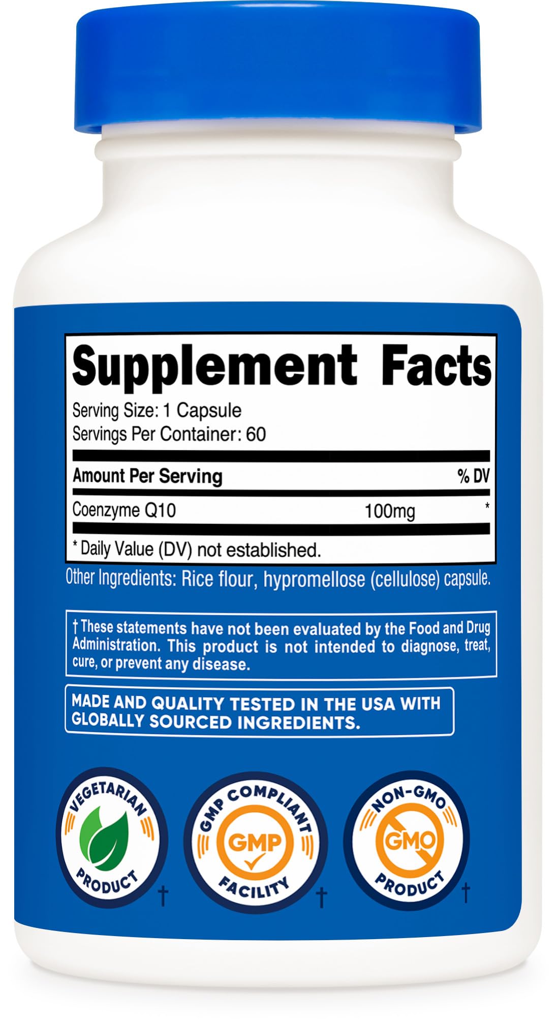 Nutricost CoQ10 100mg, 60 Vegetarian Capsules, 60 Servings - Coenzyme Q10