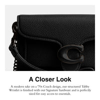 Thumbnail for COACH Polished Pebble Tabby Wristlet Black One Size