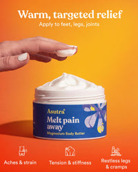 Thumbnail for ASUTRA Melt Pain Away Magnesium Cream – Warming Capsaicin Formula for Leg Cramps, Muscle Tension & Nighttime Leg Relief – Fast-Absorbing, Non-Sticky Topical Magnesium Lotion for Feet & Body