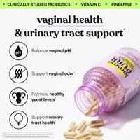 Thumbnail for Lemme Purr Vaginal Probiotics for Women - Promotes pH Balance, Healthy Vaginal Odor & Urinary Tract Health w/Lactobacillus Blend, Clinically Tested Strains, Pineapple & Vitamin C - 60 Veggie Capsules