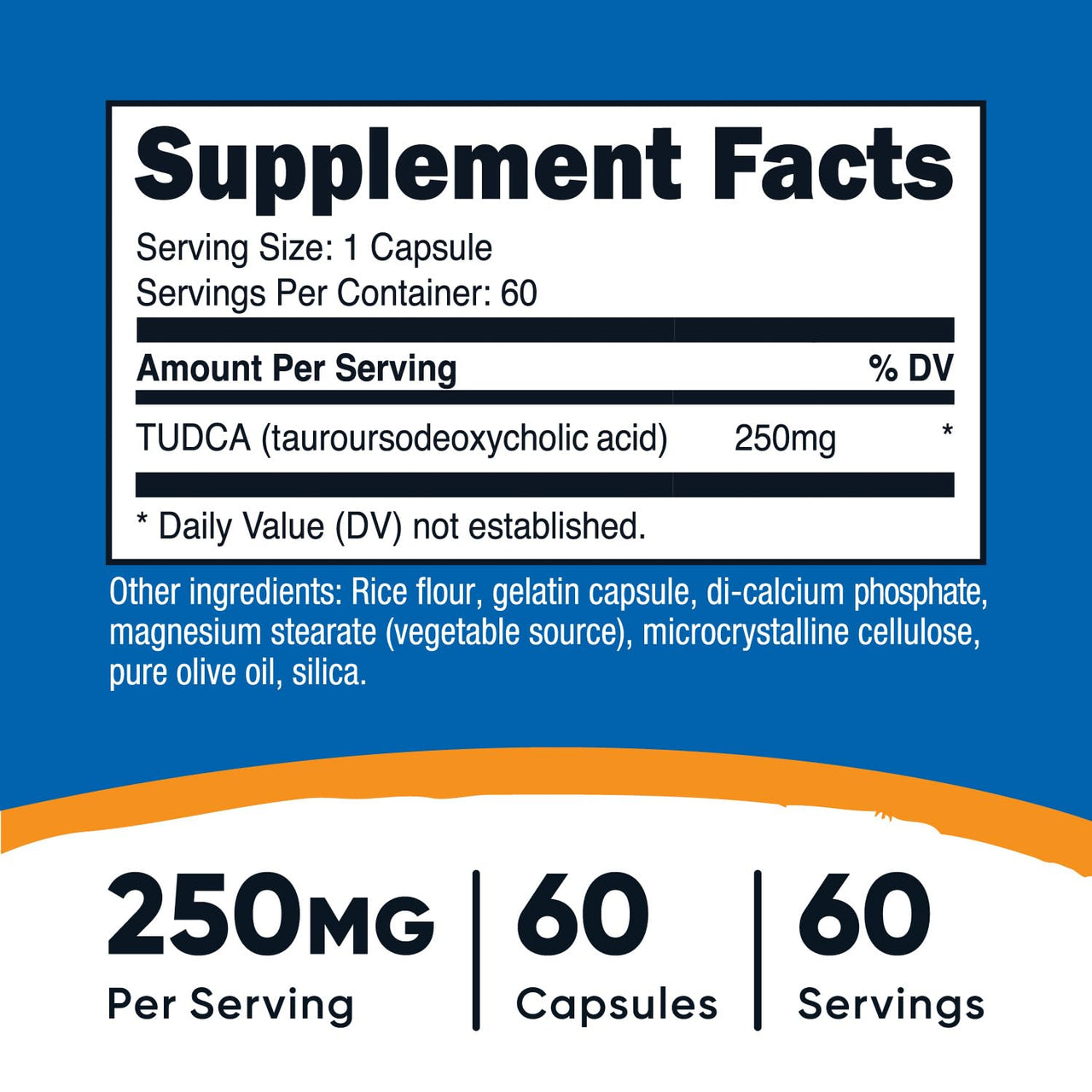 Nutricost Tudca 250mg, 60 Capsules (Tauroursodeoxycholic Acid) - Premium Quality