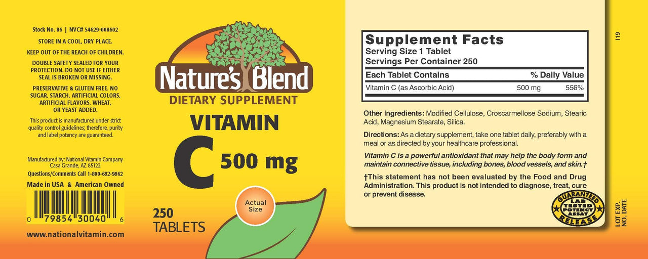 Nature's Blend Vitamin C 500 mg 250 Tablets by Nature's Blend