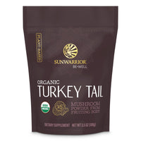 Thumbnail for Sunwarrior Organic Turkey Tail Mushroom Powder | Turkey Mushroom Immune Support | Microbiome Gut Health Support | 50 Servings 100g Pouch | Be Well