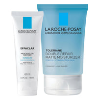 Thumbnail for La Roche-Posay Acne Skin Care Set, Toleriane Double Repair Matte Moisturizer 75ml & Effaclar Medicated Gel Cleasner 100ml, Gel Moisturizer with Niacinamide & Acne Cleasner with Salicylic Acid