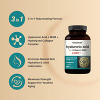 Thumbnail for NatureBell 2 Pack Hyaluronic Acid Supplements 2,000 mg | 480 Total Capsules, with MSM & Hydrolyzed Bovine Collagen – 3 in 1 Support for Skin Hydration, Joint Lubrication, Hair, and Eye Health