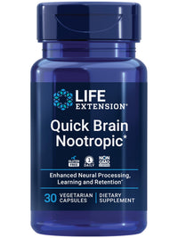 Thumbnail for Life Extension Quick Brain Nootropic, Fast Thinking, Learning, Concentration, Lutein, zeaxanthin, gotu kola, bacopa, Gluten Free, Non-GMO, Vegetarian, 1 Daily, 30 Capsules