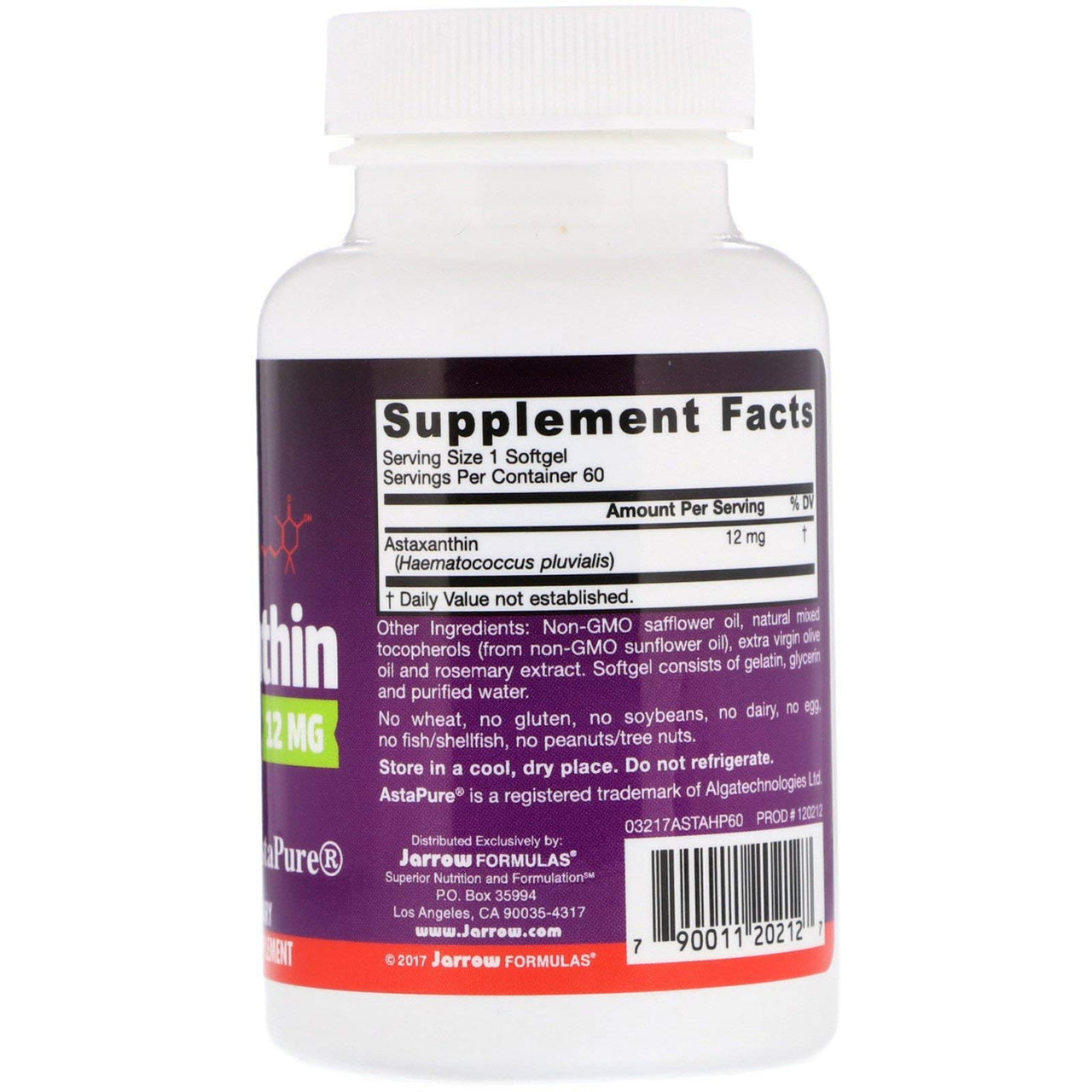 Jarrow Formulas® Astaxanthin 12 mg, Dietary Supplement, Antioxidant Support for Immune and Eye Health, 60 Softgels, 60 Day Supply