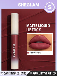 Thumbnail for SHEGLAM Matte Allure Liquid Lipstick Long Lasting High Pigment Lipstick Nourishing Sunflower Oil Reduce Lip Care-Attraction