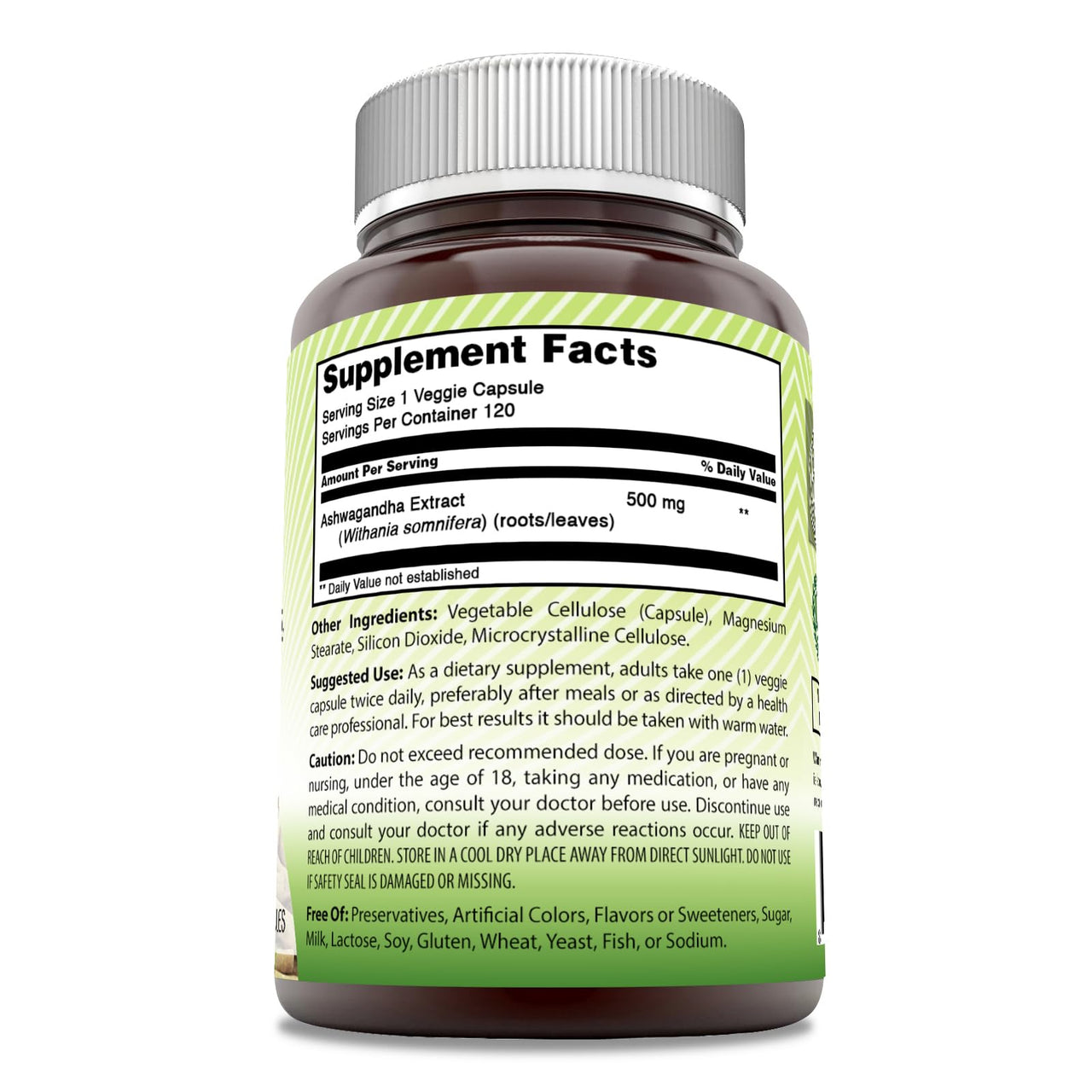 Amazing India Ashwagandha Extract 500 Mg | Veggie Capsules Supplement | Non-GMO | Gluten-Free | Made in USA (1 Pack | 120 Count)