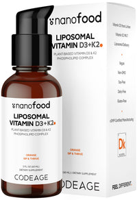 Thumbnail for Codeage Liquid Vitamin D3 K2 Supplement, Liposomal Vitamin D Cholecalciferol, Menaquinone MK-7, Liquid Vitamin K - Vegan & Non-GMO - No Sugar - 2 fl oz