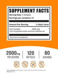 Thumbnail for BulkSupplements.com CLA Softgels - Conjugated Linoleic Acid, CLA Supplements - Gluten Free, 2 Softgels per Serving (2000mg), 120 Count (Pack of 1)