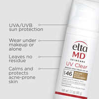 Thumbnail for EltaMD UV Clear Tinted Sunscreen for Face, SPF 46 with Zinc Oxide, Oil-Free, Dermatologist Recommended, For Acne-Prone Sensitive Skin, 1.7 oz