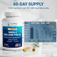 Thumbnail for Dr. Berg Omega-3 Cod Liver Fish Oil 60 Softgels – Wild-Caught Icelandic Cod – Omega 3 EPA & DHA – Heart, Brain, Immune & Eye Support* – Lemon Flavor – 4X Lab-Tested – Non-GMO, No Fillers