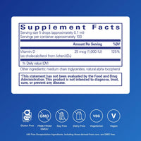 Thumbnail for Pure Encapsulations Vitamin D3 (Vegan) Liquid | Hypoallergenic Support for Bone, Breast, Cardiovascular, Colon and Immune Health* | 0.3 fl. oz.