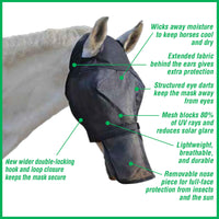 Thumbnail for Absorbine UltraShield Equine Fly Mask, UV Protection, Horse Size Without Ears, Has Removable Nose