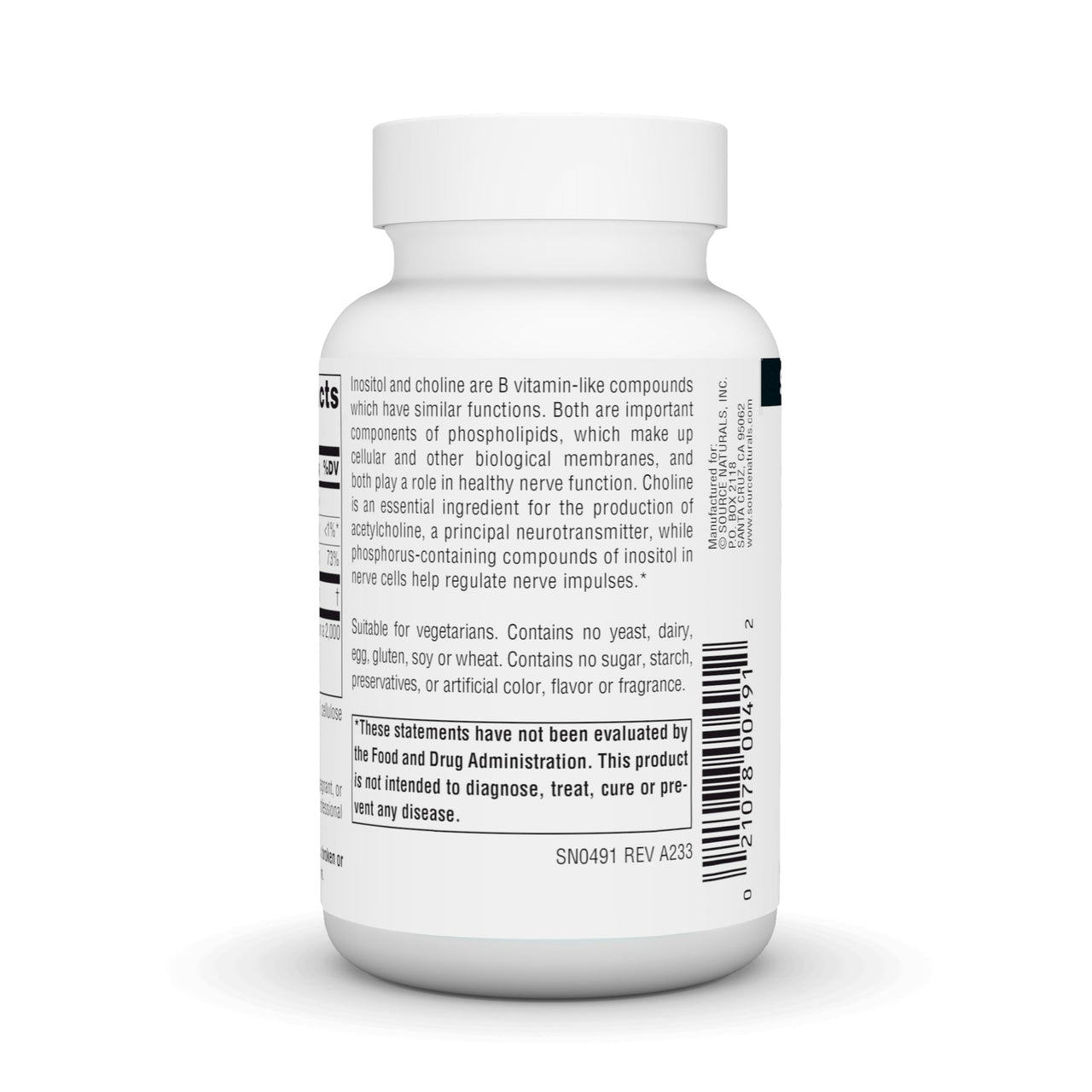 Source Naturals Inositol & Choline 800 mg Supports Healthy Nerve Function - 50 Tablets
