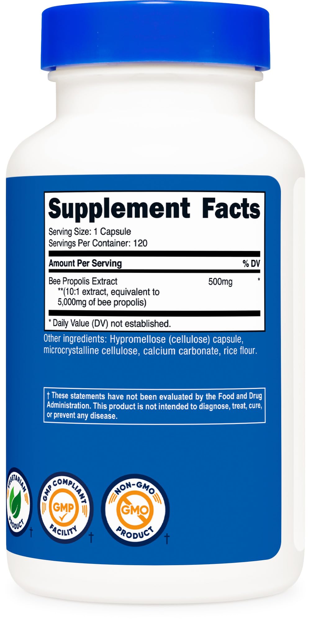 Nutricost Bee Propolis 5,000mg Equivalent from 500mg of 10:1 Extract Per Serving, 120 Capsules for 120 Servings Per Bottle - Gluten Free and GMO Free, Vegetarian Dietary Supplement