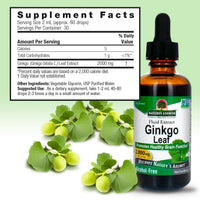 Thumbnail for Nature's Answer Alcohol-Free Ginkgo Leaf 2000mg 2oz Extract | Stimulates Memory, Mood & Concentration | Gluten-Free, Kosher Certified & No Preservatives | Single Count
