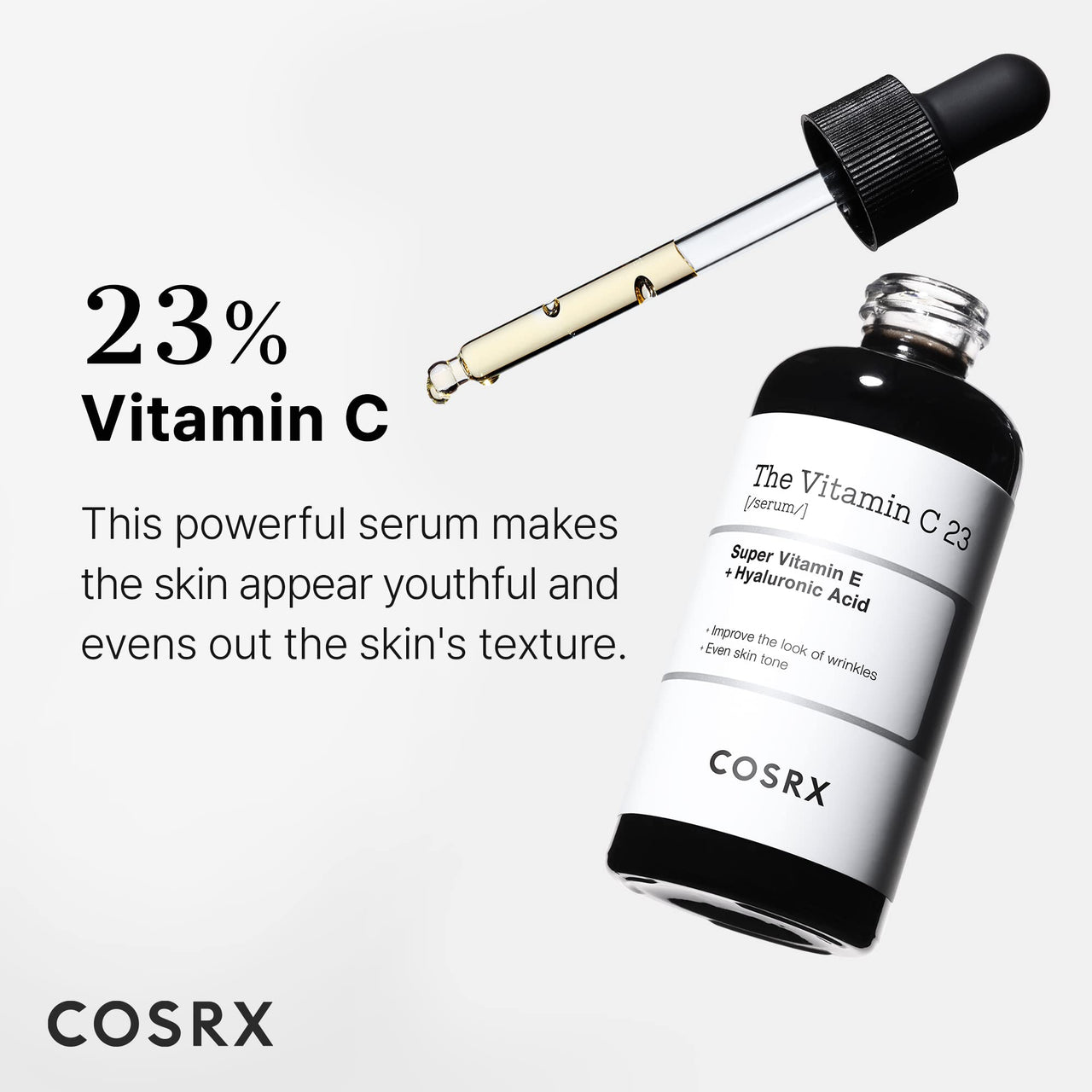 COSRX Pure Vitamin C 23% Serum with Vitamin E & Hyaluronic Acid, Hydrating Facial Serum for Fine Lines, Uneven Skin Tone & Dull Skin, 0.7oz/20g, Korean Skin Care