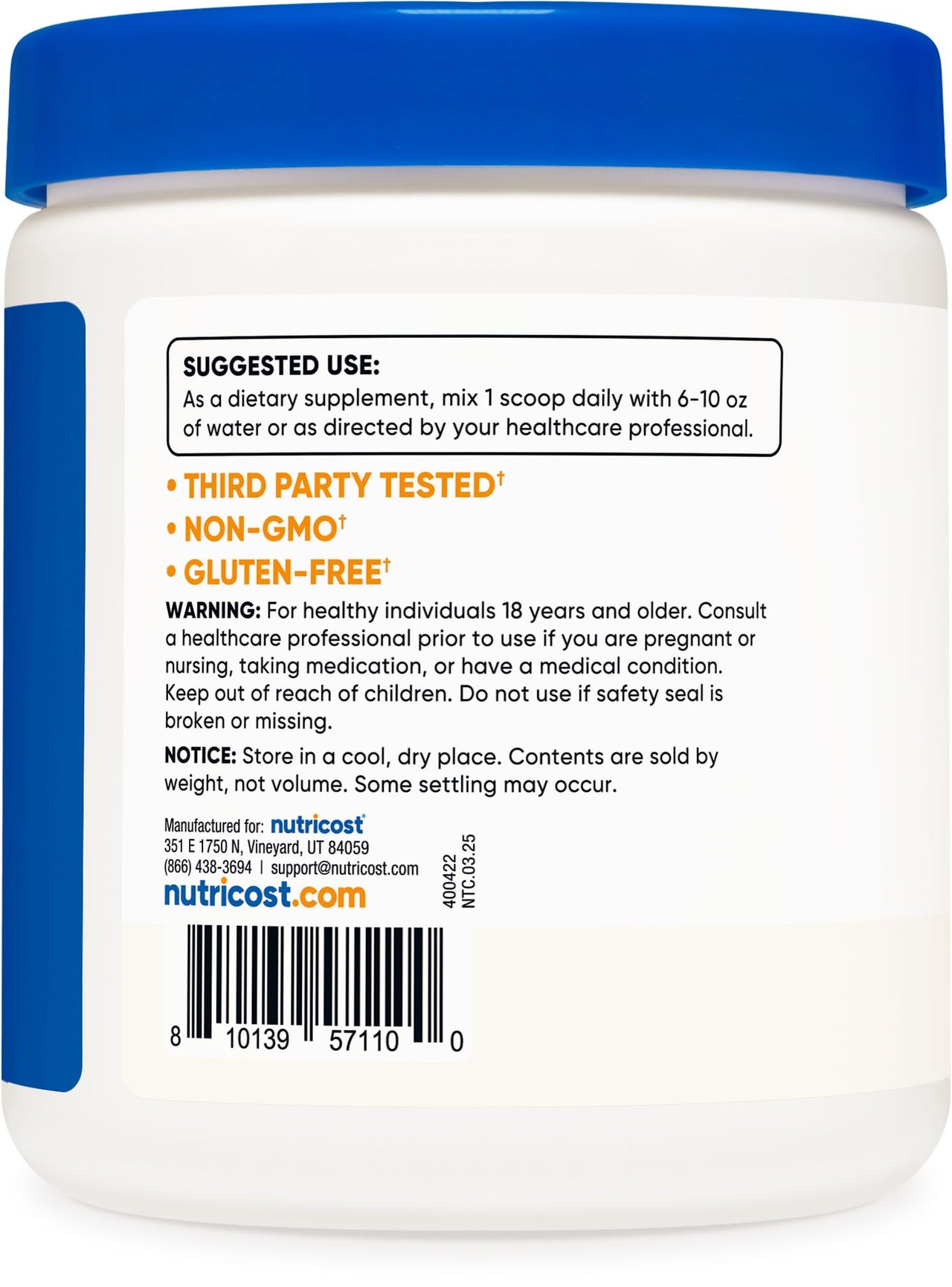 Nutricost Calcium Citrate Powder (250 Grams) Unflavored