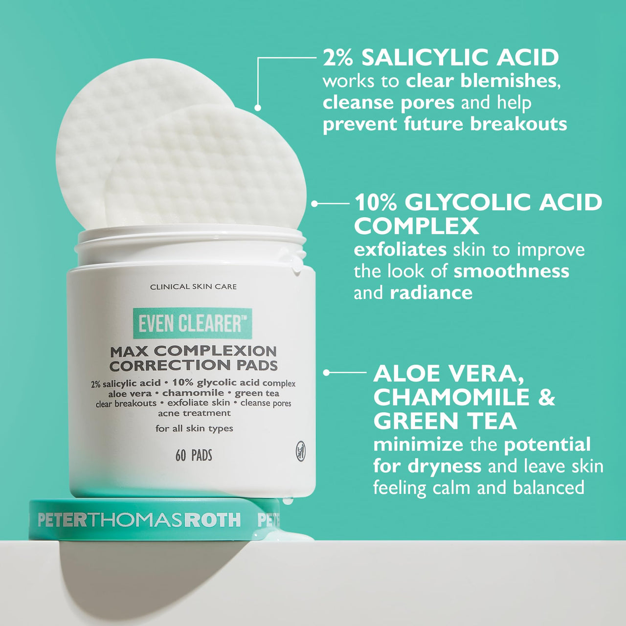 Peter Thomas Roth | Even Clearer™ Max Complexion Correction Pads for Acne and Blemishes