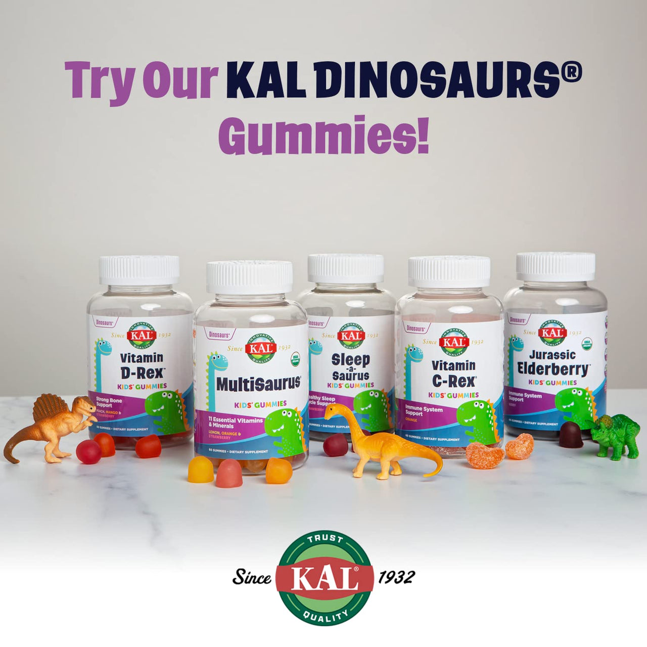 KAL DinoDophilus Probiotics for Kids - Chewable Kids Probiotic with 2 Billion CFU for Children's Gut Health and Digestion Support - Natural Black Cherry Flavor, 60 Chews