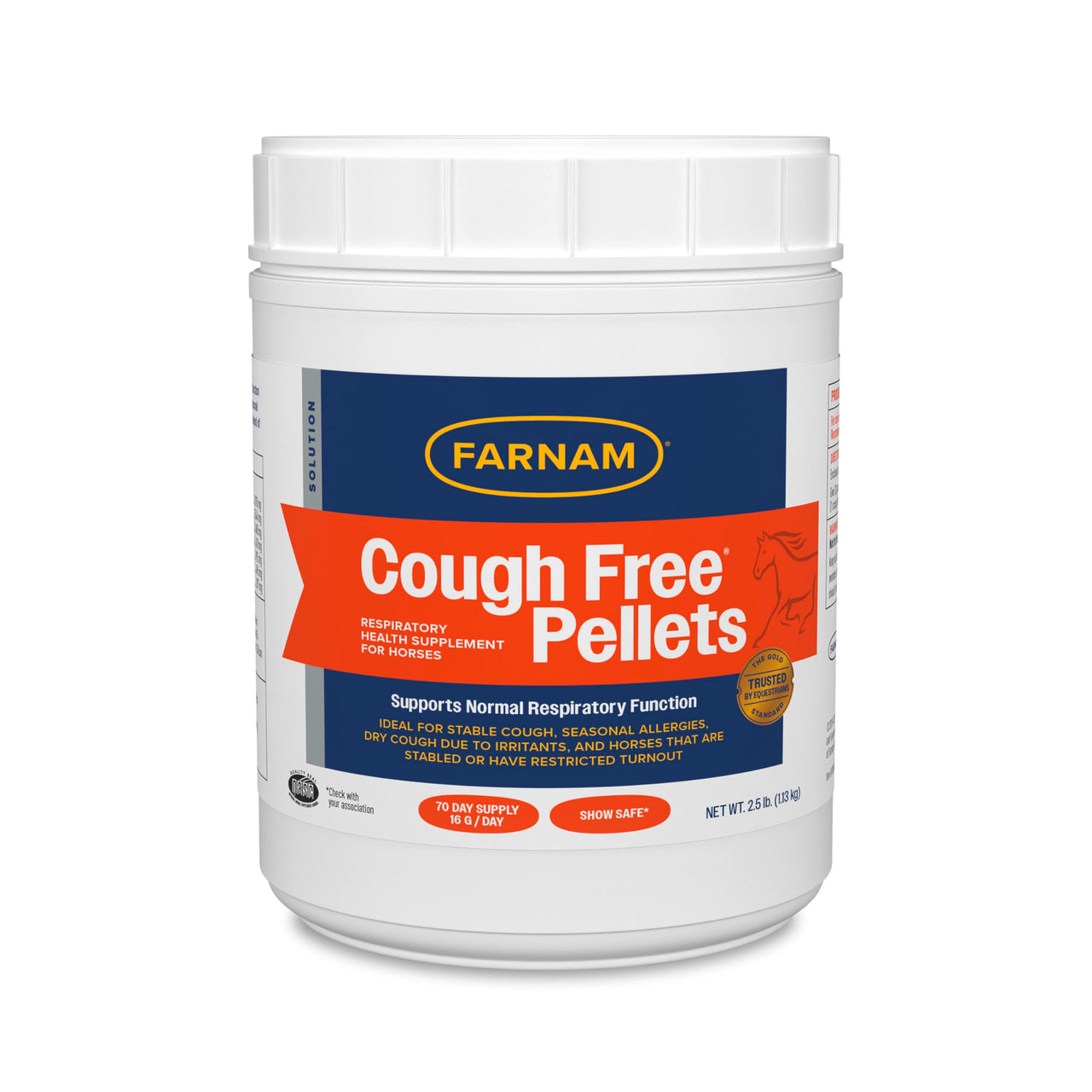 Farnam Cough Free Horse Supplement Pellets, Respiratory Support for Seasonal Allergies, Stable Cough, Lung Support Supplement, Show Safe, Herbal Formula, 2.5 lbs, 70-Day Supply