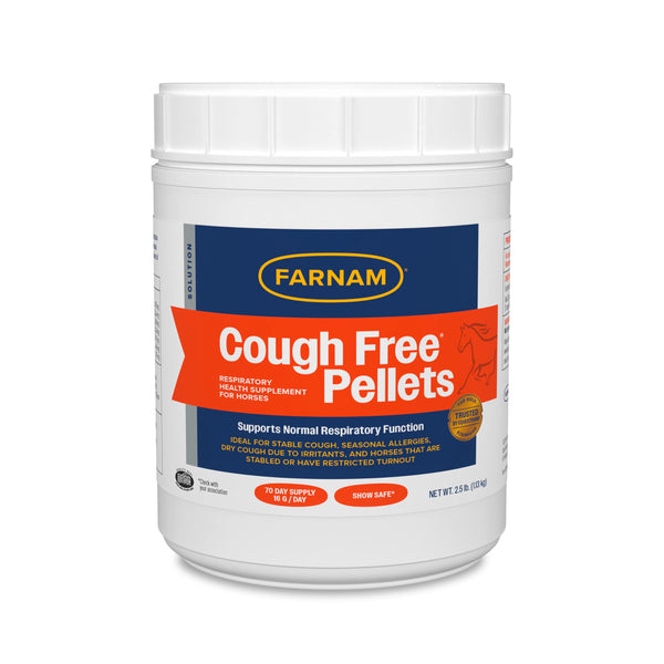 Farnam Cough Free Horse Supplement Pellets, Respiratory Support for Seasonal Allergies, Stable Cough, Lung Support Supplement, Show Safe, Herbal Formula, 2.5 lbs, 70-Day Supply