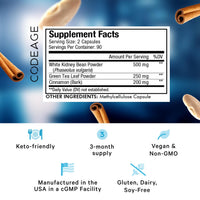 Thumbnail for Codeage Keto Carb, White Kidney Bean, Green Tea & Cinnamon Bark Supplement, Triple Action Keto Cheat Vegan Pills, Ketogenic, Low Carb Diet Sugar, 3 Months Supply, Non-GMO, Gluten-Free, 180 Capsules