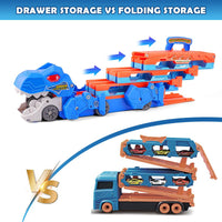 Thumbnail for VATOS Toddler Truck Toy - Ejection Folding Dinosaur Track, Portable Truck Car with 8 Race Cars, Best Gift Toy Cars Set for Toddlers 3 4 5 6 7 Years Old