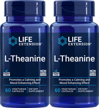 Thumbnail for Life Extension L-Theanine, 60 Vegetarian Capsules (Pack of 2) - Amino Acid Derived from Tea - Gluten-Free, Non-GMO