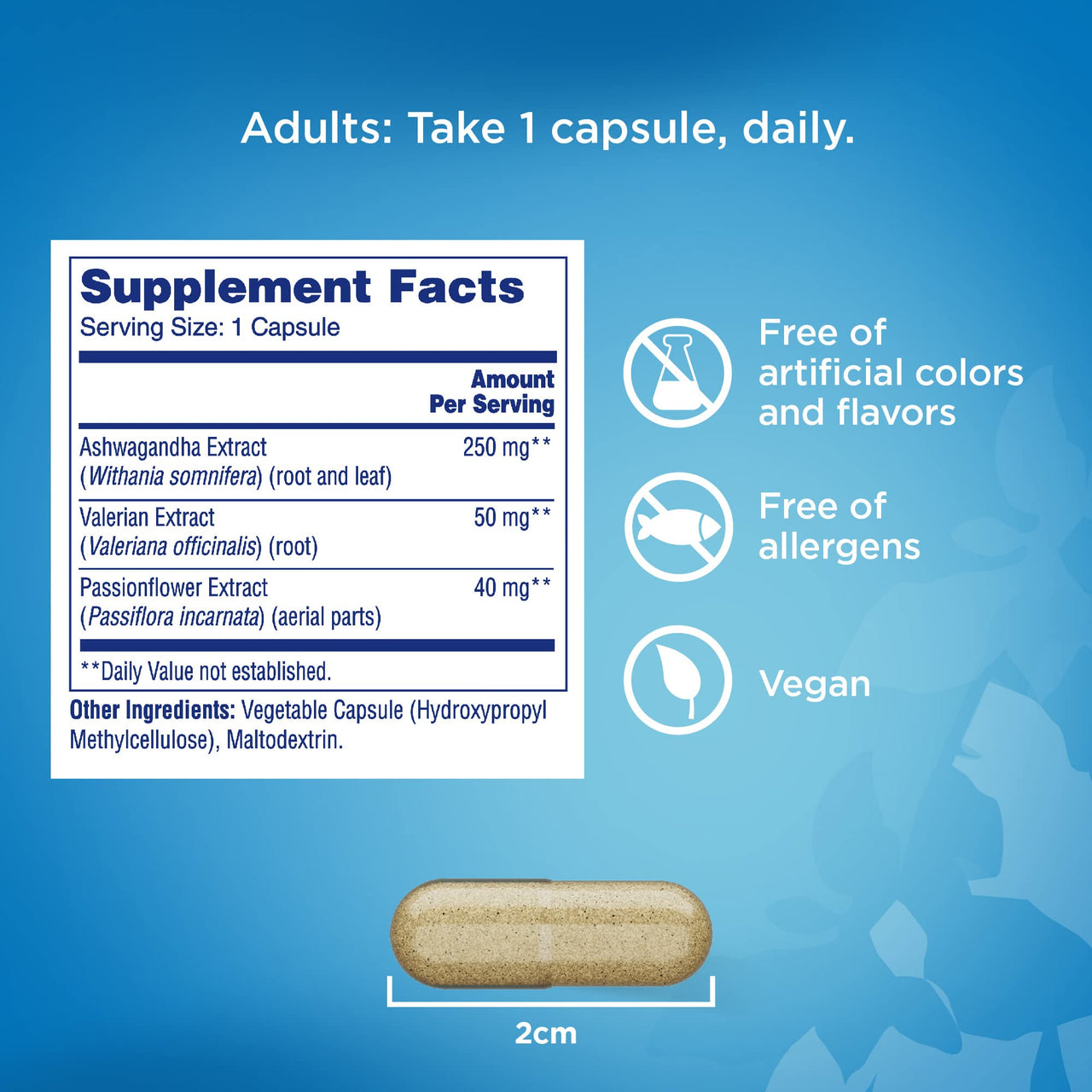 One A Day Stress Supplement – Occasional Stress Relief Supplement, Formulated with Ashwagandha, Passionflower and Valerian Extracts for Nervous System Support, 30 Capsules