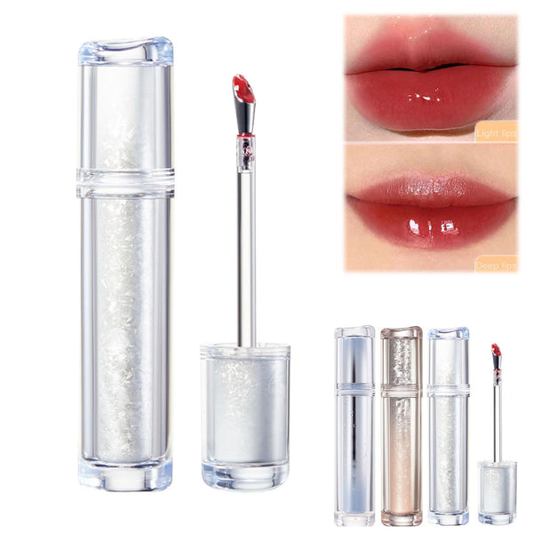 Ice Watery Lip Gloss, Mirror Tea Jelly Light Lip Glaze, Moisturizing Nonstick Liquid Lipstick (#04 Sunset Black Tea)