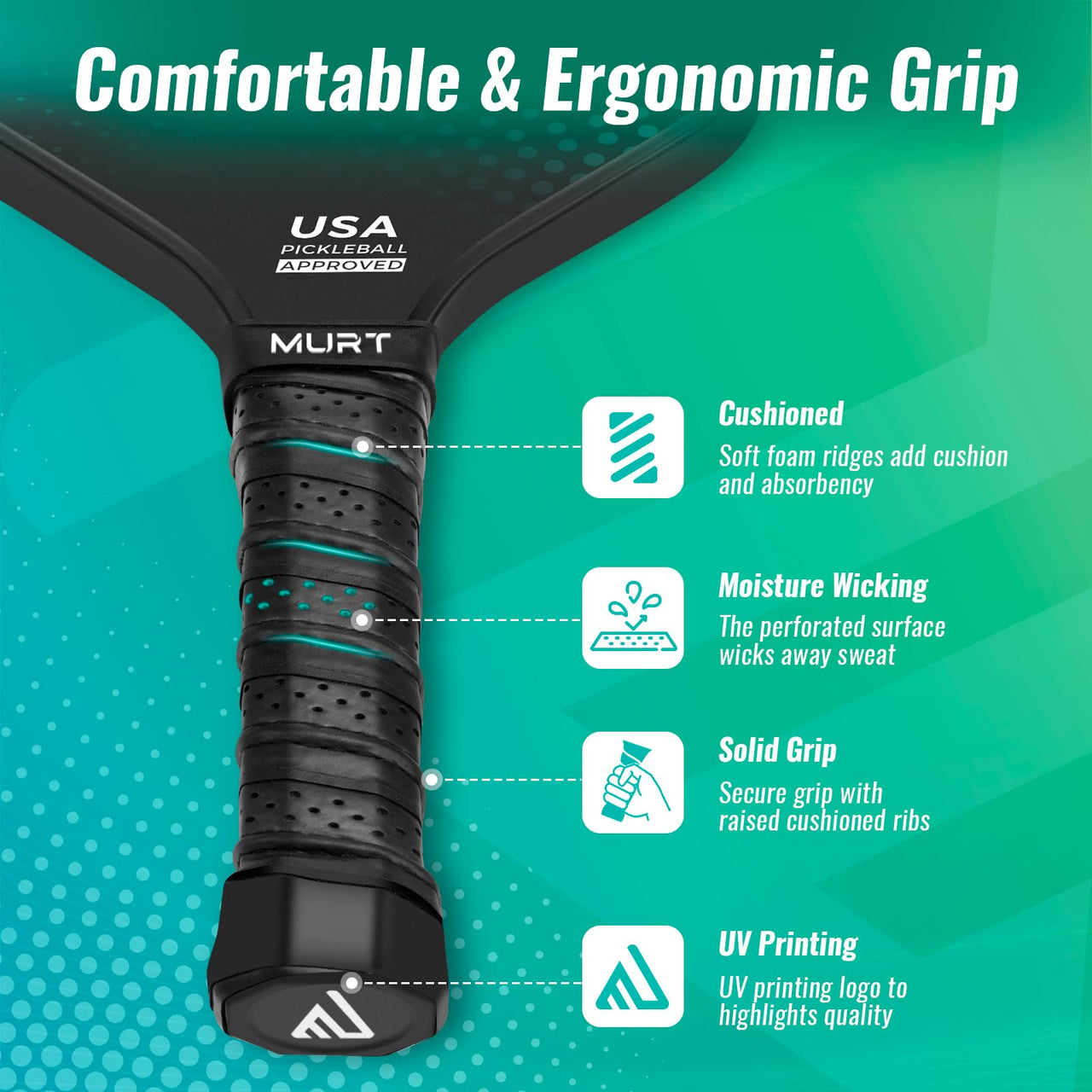 MURT Pickleball Paddle, T700 Carbon Fiber Pickleball Paddles with Cover,2024 USAPA Approved, High Grit & Spin, Honeycomb Core, Pickleball Gifts, 16mm