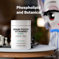 Thumbnail for Codeage Brain Focus Vitamins+ Nootropic Supplement with Citicoline as Cognizin, Panax Ginseng, Resveratrol, Gotu Kola, Vitamin B12 Methylcobalamin - Liposomal Delivery - Non-GMO - 60 Capsules