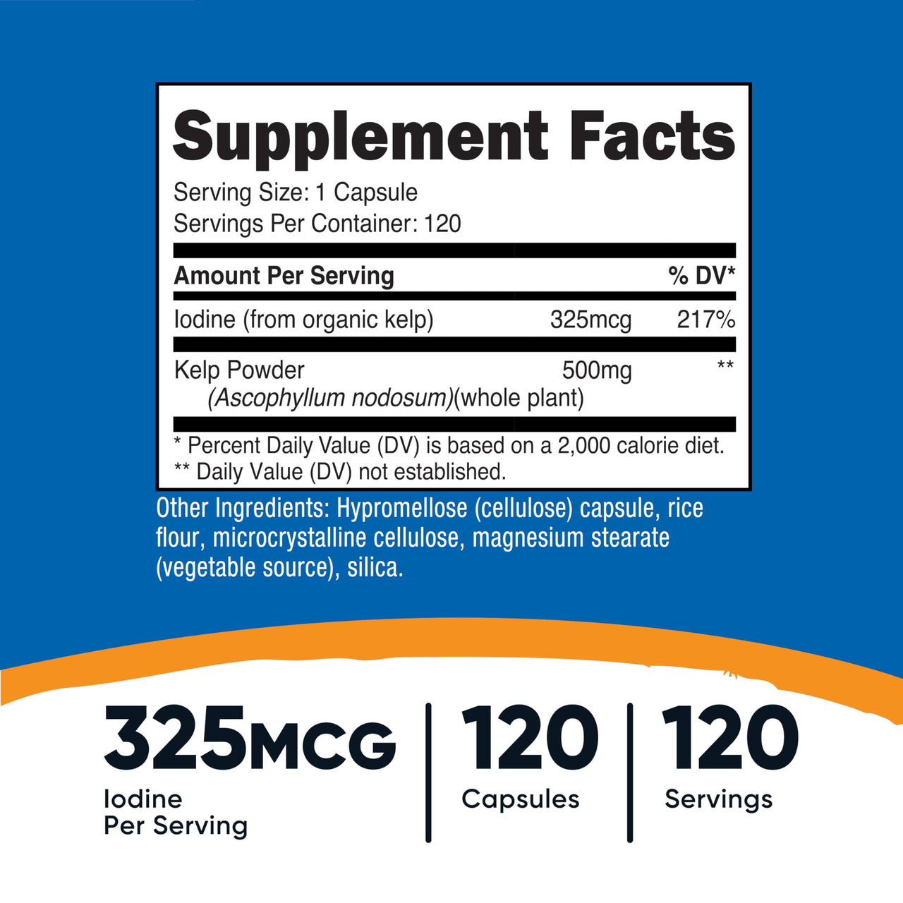 Nutricost Kelp Capsules, 325mcg of Iodine, 120 Capsules, Vegetarian, Non-GMO & Gluten Free