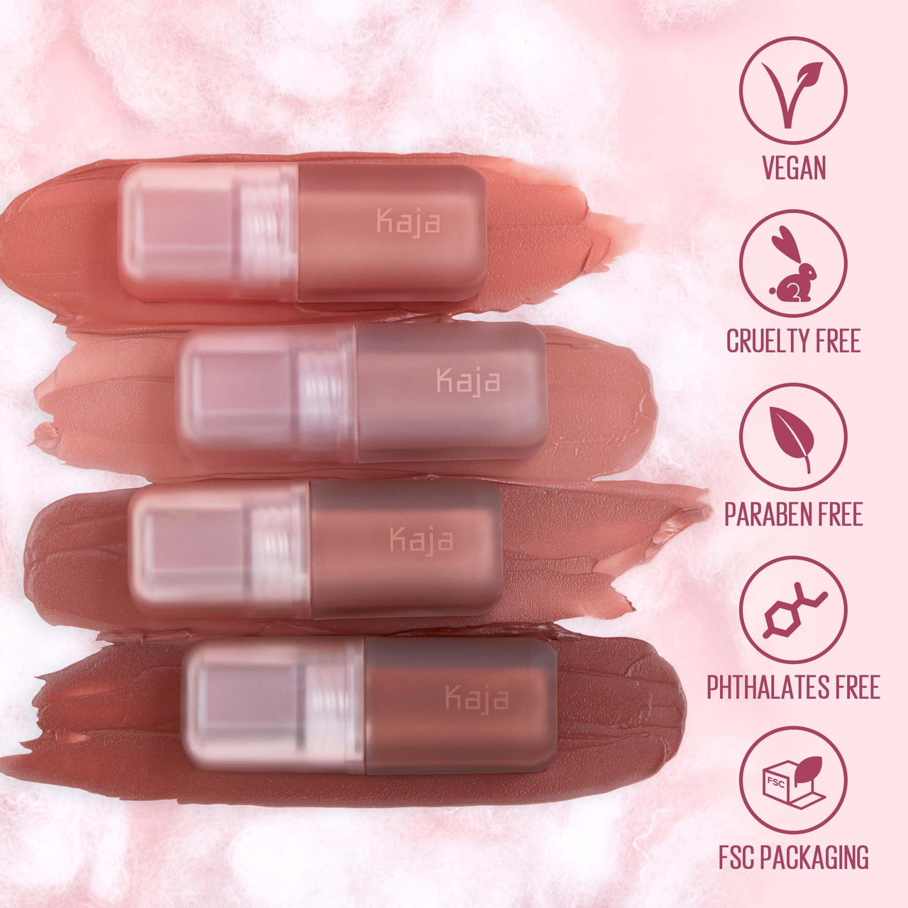 Kaja Multi-purpose Liquid Eyeshadow & Blush - Whipped Dream | with Cotton Seed Oil, 4 Shades, Buildable, Blendable, Airy Semi-matte Finish, 03 Rose Macaron, 0.17 Oz