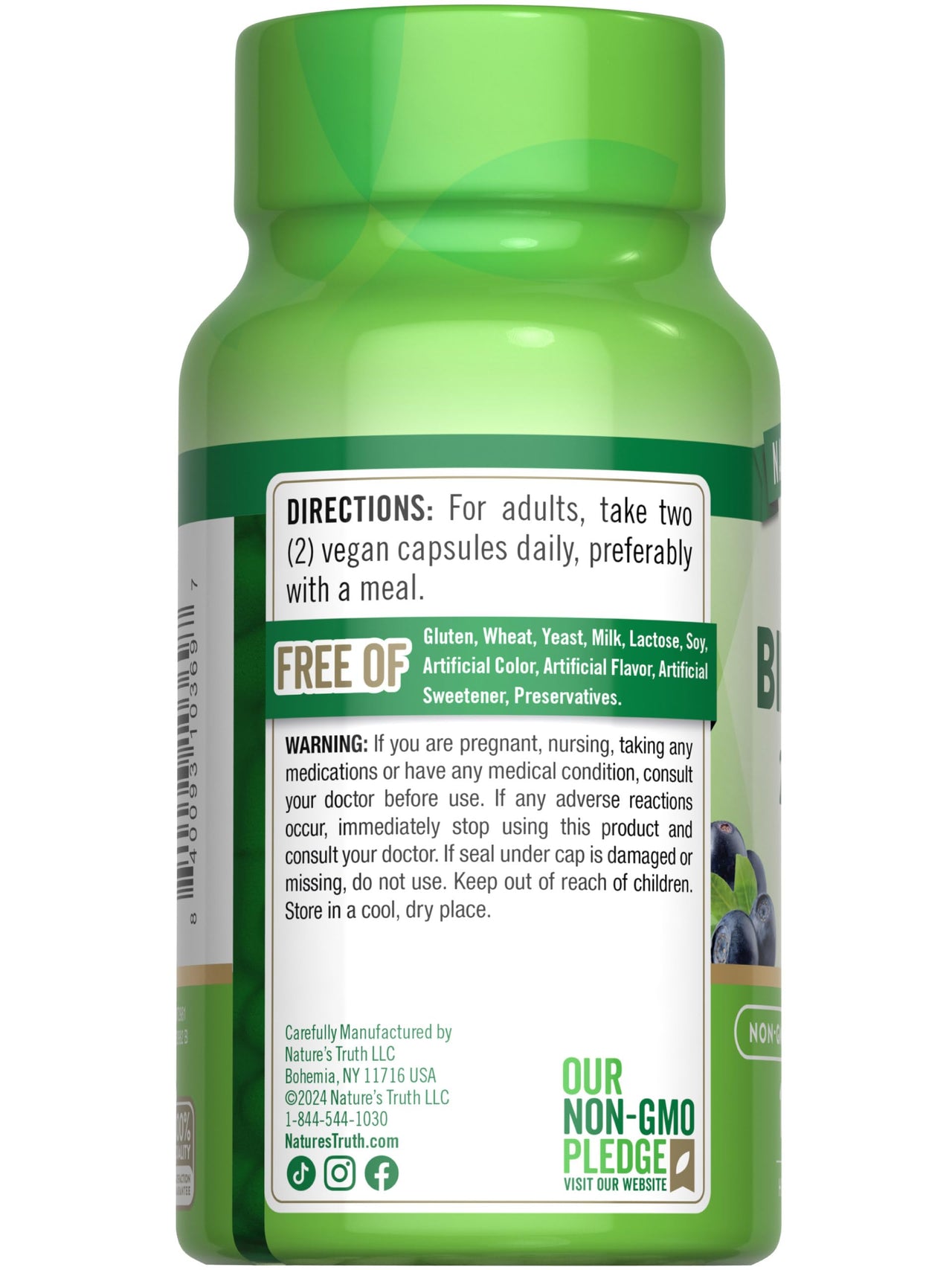 Nature's Truth Bilberry Extract Capsules | 100 Count | Non-GMO & Gluten Free Supplement