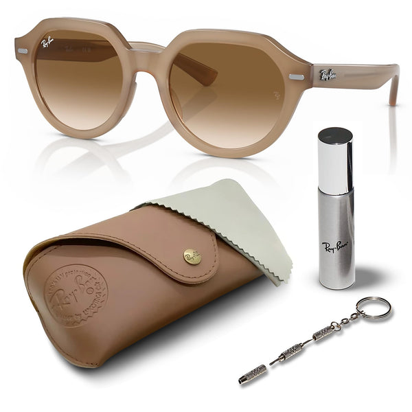 Ray-Ban RB4399 GINA Square Shaped Non-Polarized Sunglasses for Men & Women – Includes Official RAYBAN Eyewear Kit – Ideal Formal & Casual Wear Sunglasses – Brown Lens