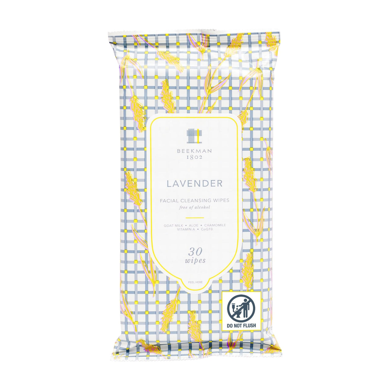Beekman 1802 Face & Body Wipes, Lavender - Scented - 30 Count - Cleanses - With Goat Milk, Aloe & Vitamin E - Alcohol Free, Biodegradable - Good for Sensitive Skin - Cruelty Free