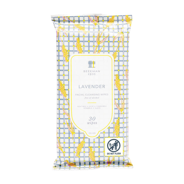 Beekman 1802 Face & Body Wipes, Lavender - Scented - 30 Count - Cleanses - With Goat Milk, Aloe & Vitamin E - Alcohol Free, Biodegradable - Good for Sensitive Skin - Cruelty Free