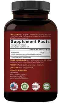 Thumbnail for NatureBell Maximum Strength Astaxanthin 12mg, 240 Softgels - 4 Month Supply - Natural Antioxidant from Haematococcus Pluvialis Microalgae | Non-GMO, Gluten Free