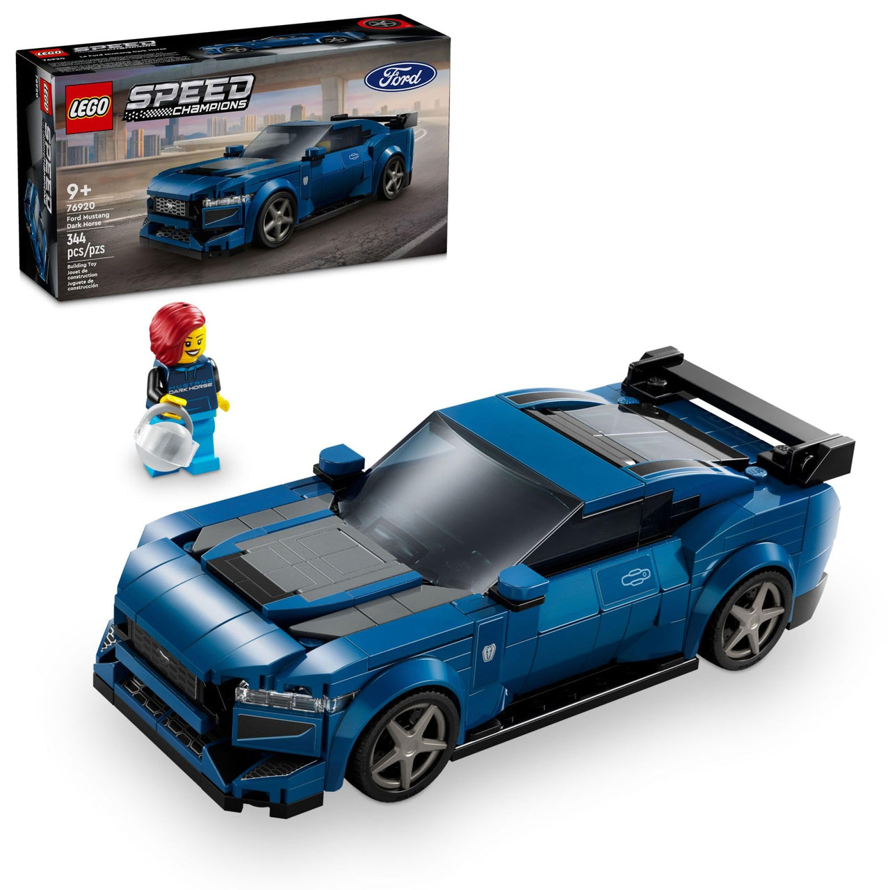 LEGO Speed Champions Ford Mustang Dark Horse Sports Car Toy, Buildable Ford Mustang Toy for Kids, Blue Car Model Set, Gift Idea for Boys and Girls Aged 9 Years Old and Up, 76920