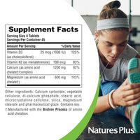 Thumbnail for NaturesPlus Calcium/Magnesium/Vitamin D3 with Vitamin K2 - Supports Bone & Immune Health - Vegetarian, Gluten Free - 180 Tablets - 45 Servings