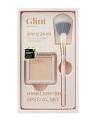 Thumbnail for Glint Highlighter Special Set (Dewy Moon(Set), 0.08oz + Fan Brush) - Baked Highlighter for Natural Glow. Korean Makeup by LG Beauty. Rich Pigment, Silky Touch, Shimmer.