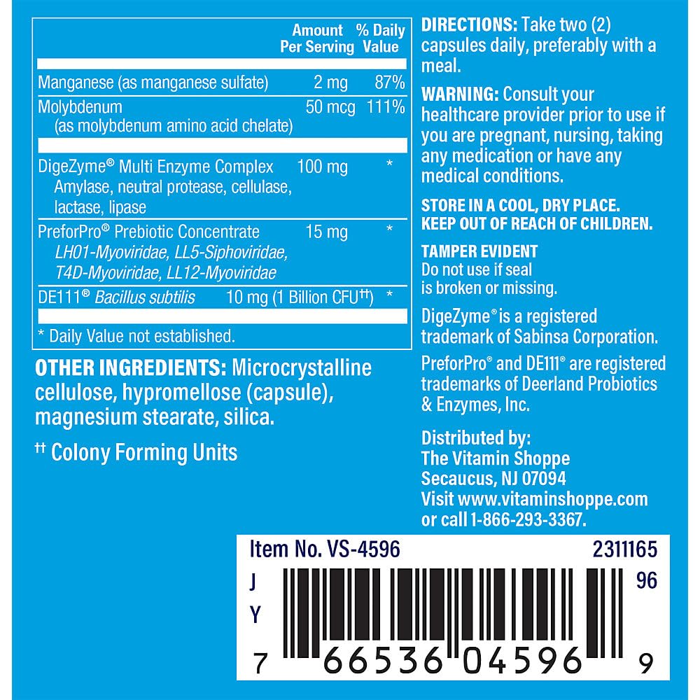 The Vitamin Shoppe Multivitamin + Gut Health a with Prebiotic, Probiotic, & Digestive Enzymes (60 Capsules)
