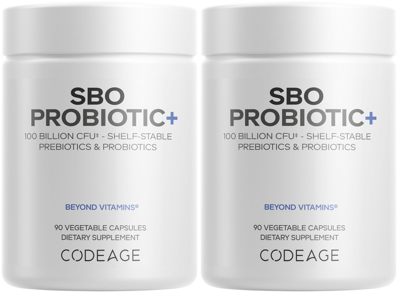 Codeage SBO Probiotics, 100 Billion CFUs Per Serving, Multi Strain Soil Based Organisms Blend and Organic Fermented Botanical Blend, Shelf-Stable - 2 Pack