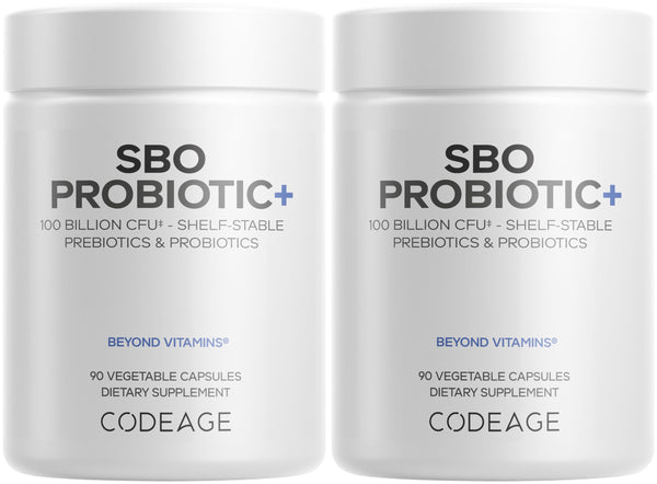 Codeage SBO Probiotics, 100 Billion CFUs Per Serving, Multi Strain Soil Based Organisms Blend and Organic Fermented Botanical Blend, Shelf-Stable - 2 Pack